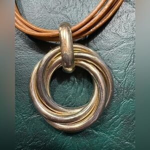 Lauren Ralph Lauren Multi-Row Leather Cord Knot Pendant Necklace, 16" + 3"